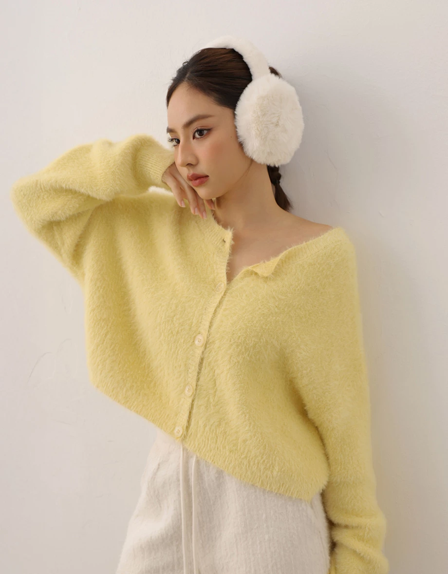 Soft Fuzzy Knit Button Front Cropped Cardigan Soft Fuzzy Knit Button Front Cropped Cardigan