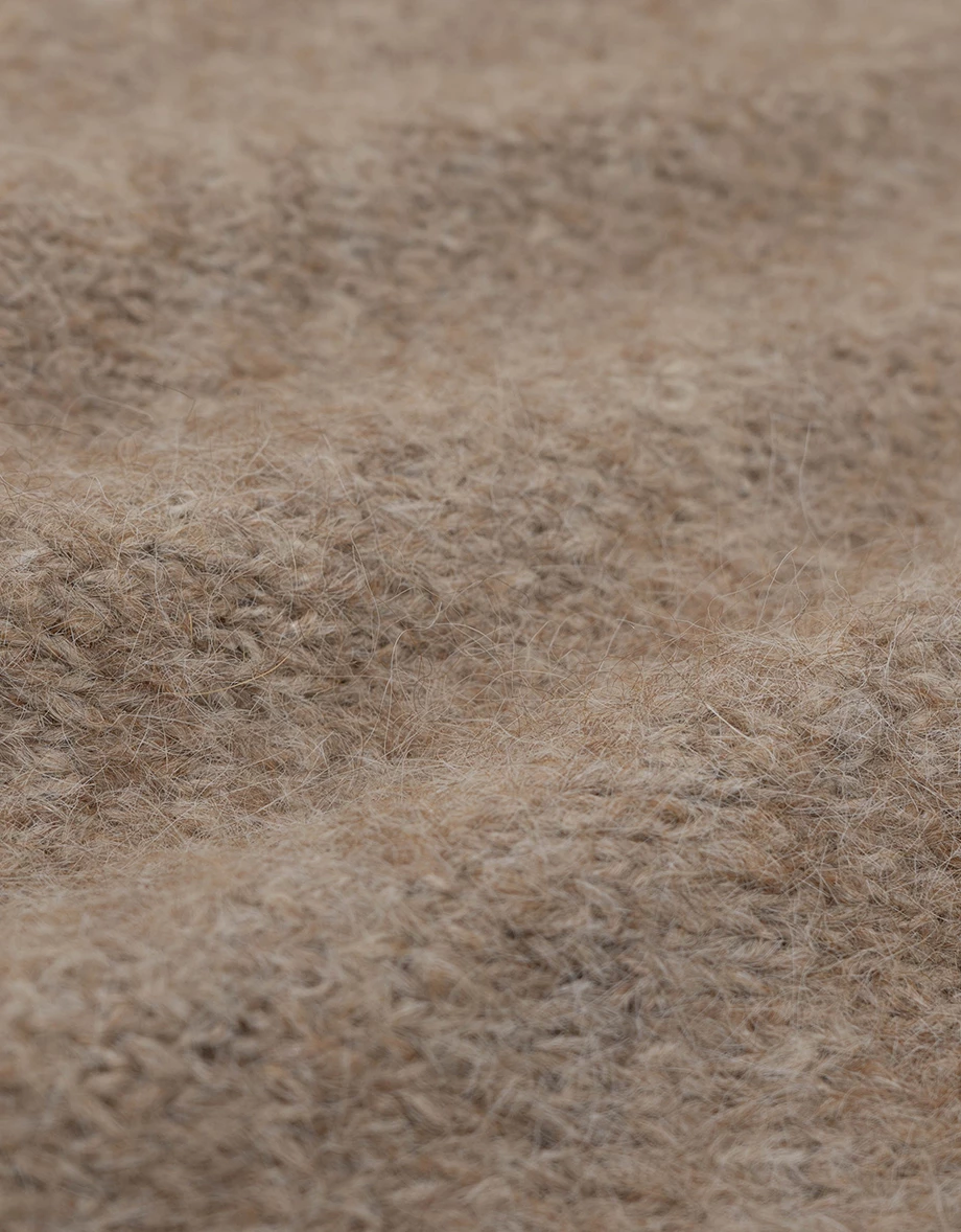 Loose Fit Fluffy Knit V Neck Sweater (with Detachable Scarf)