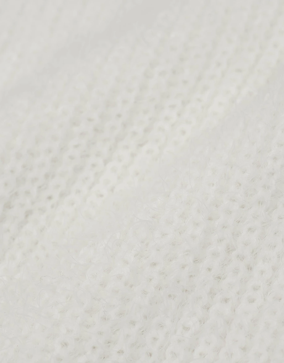 Cut Out Shoulder V Neck Oversized Fuzzy Sweater