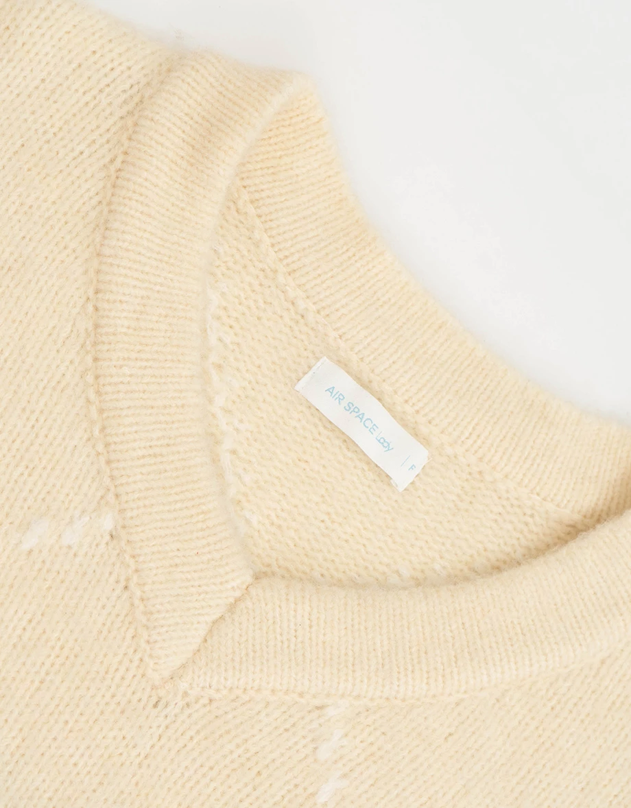 Oversized V Neck Argyle Knit Longline Sweater