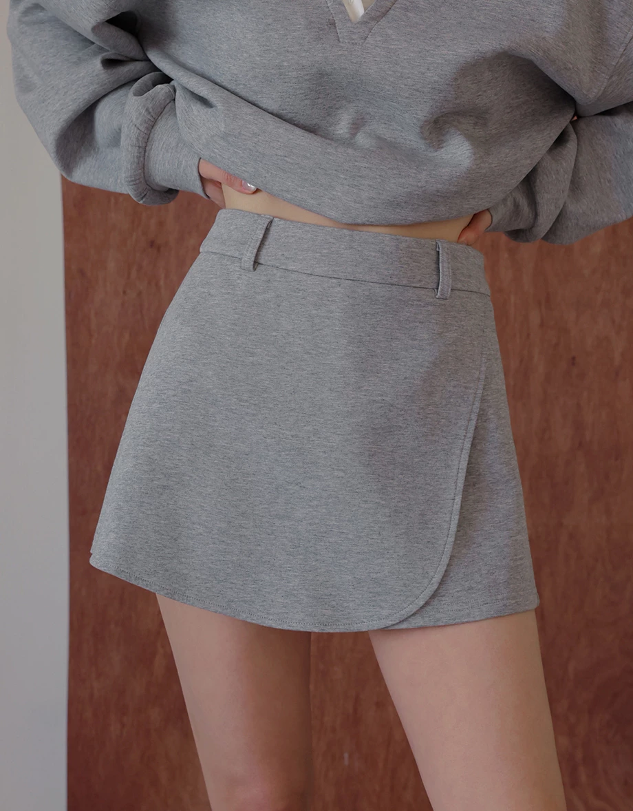 High Waist A Line Irregular Hem Skort