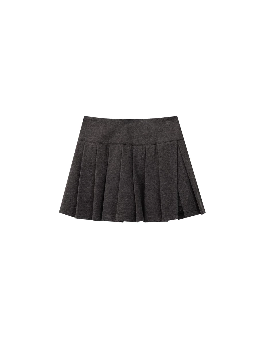 Preppy Style High Waist Pleated Skort (Checkered/Solid)