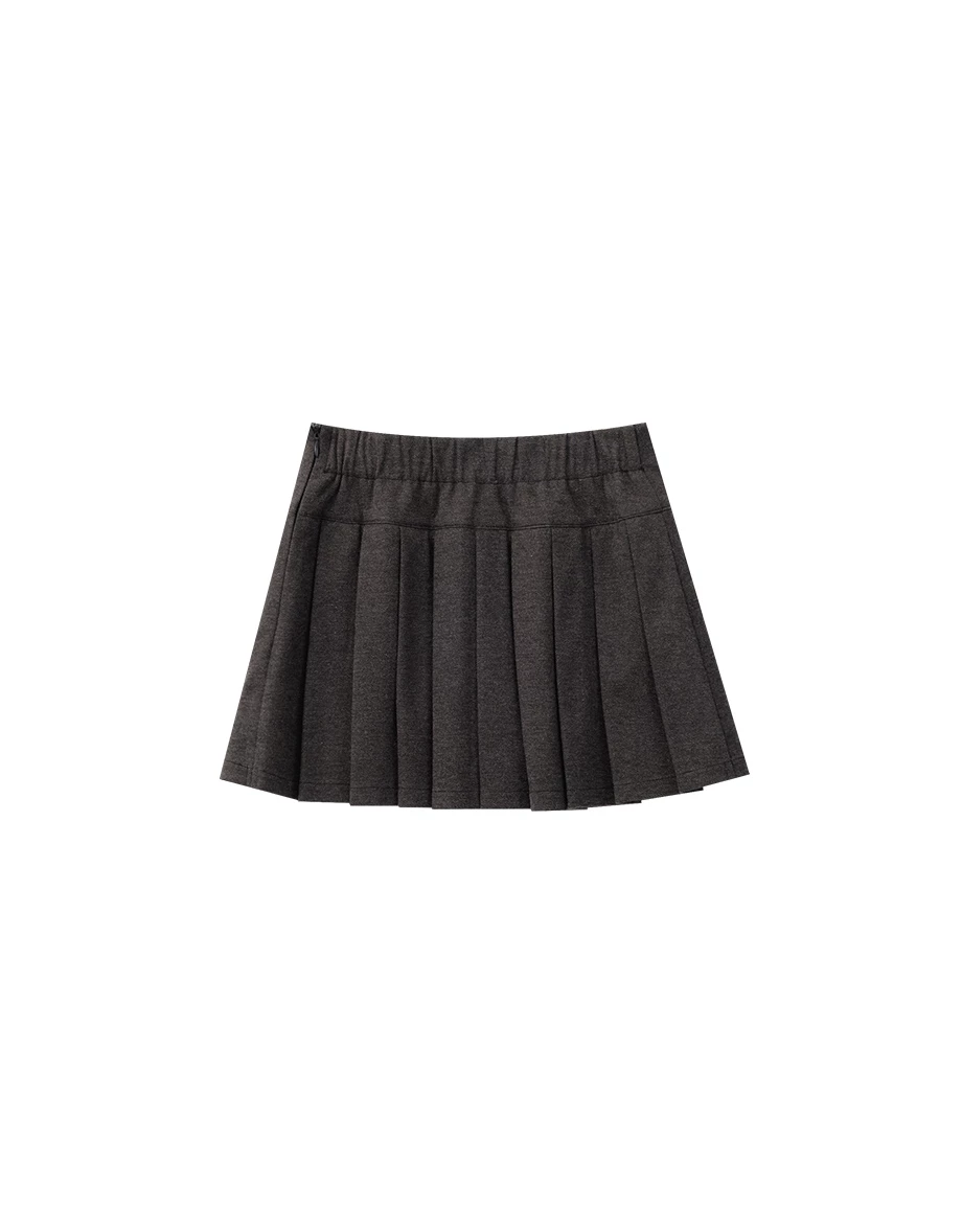 Preppy Style High Waist Pleated Skort (Checkered/Solid)