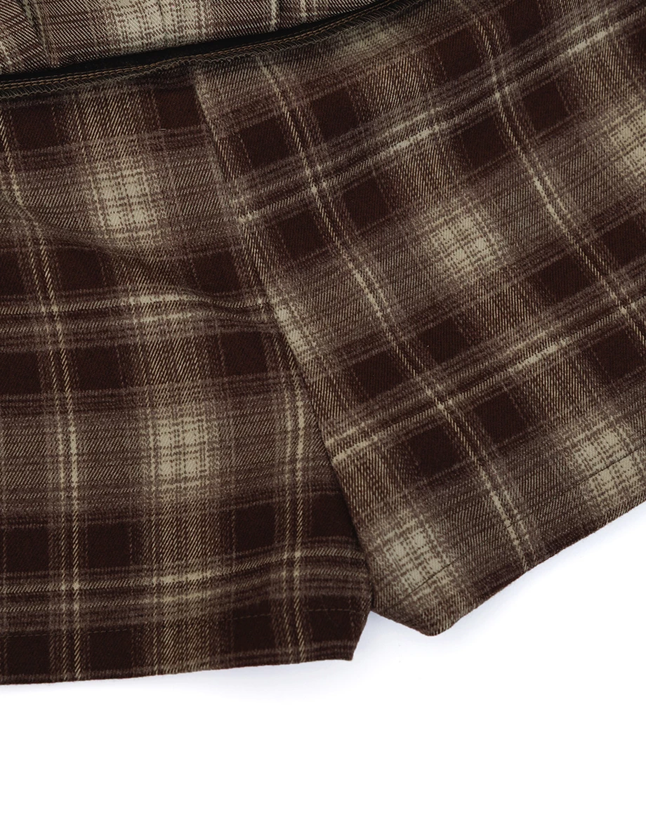 Preppy Style High Waist Pleated Skort (Checkered/Solid)