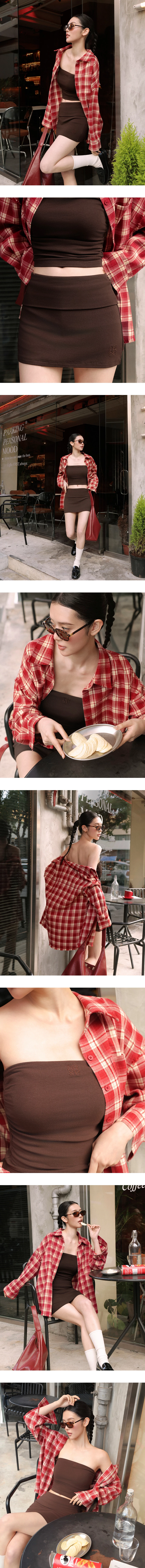 Low Rise Folded Waist Fitted Mini Skort with AIR SPACE Logo Embroidery