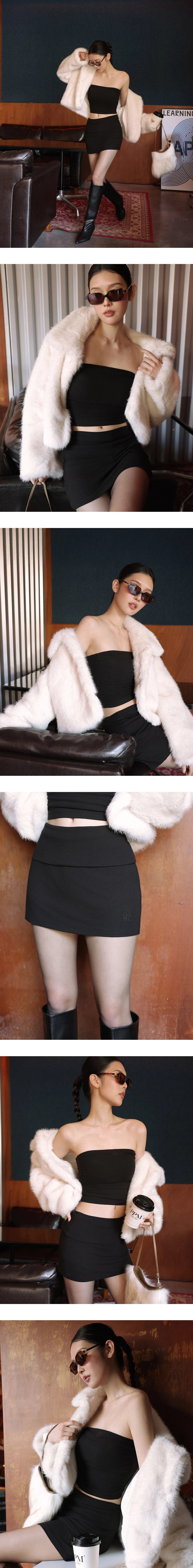 Low Rise Folded Waist Fitted Mini Skort with AIR SPACE Logo Embroidery