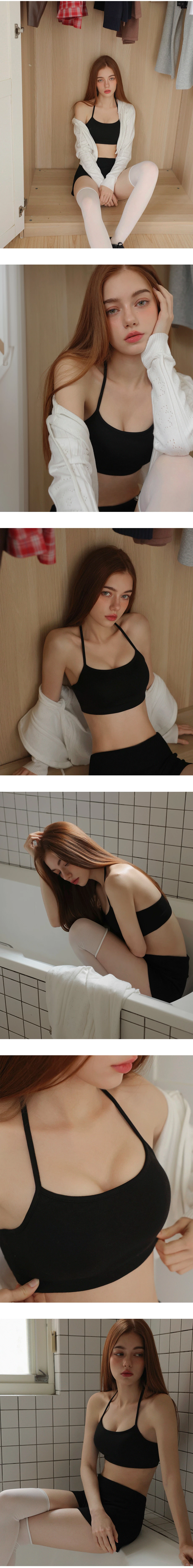 繞頸細肩帶平口短版BRA背心