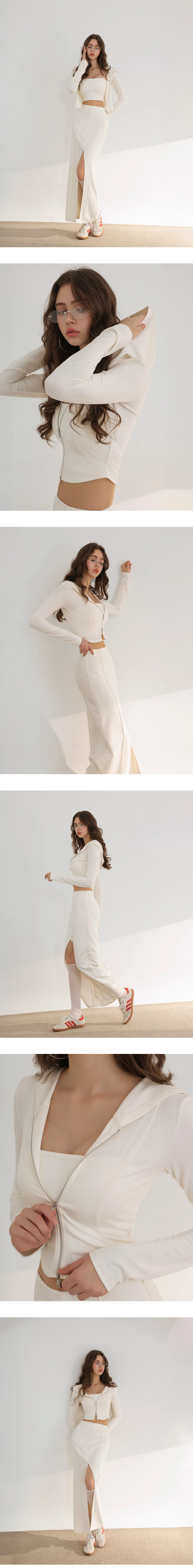 【AIRY HOURGLASS】 Long Sleeve Cinched Waist Zip Up Hooded Jacket