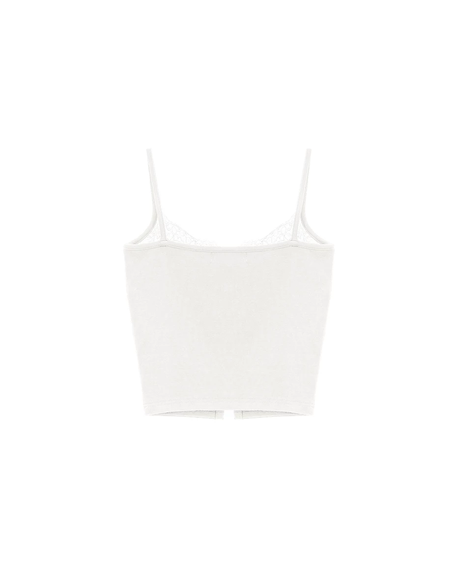 Lace Trim Hook and Eye Corset Style Padded Camisole Bra Top