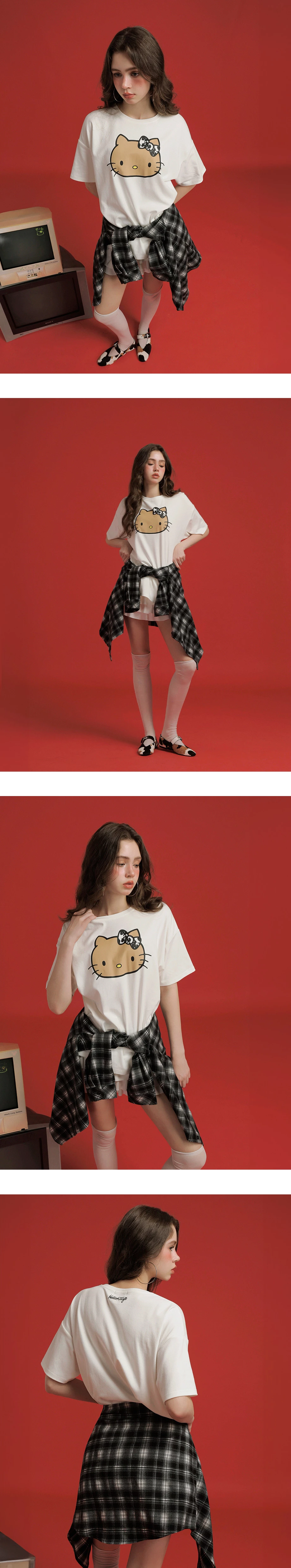 【Hello Kitty Collaboration】Front Print Classic Graphic Oversized Tee