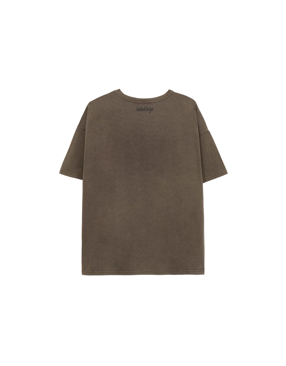 【Hello Kitty Collaboration】Vintage Wash Front Print Classic Graphic Oversized Tee