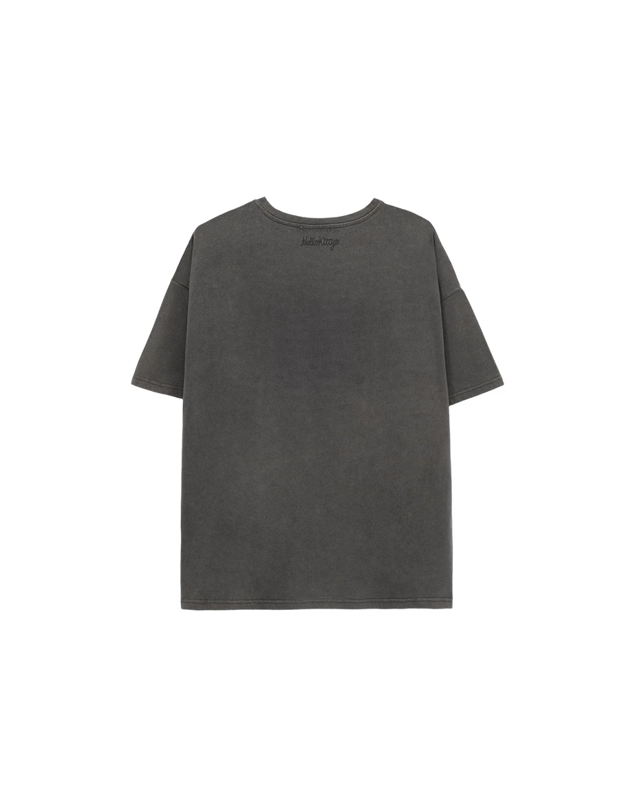 【Hello Kitty Collaboration】Vintage Wash Front Print Classic Graphic Oversized Tee