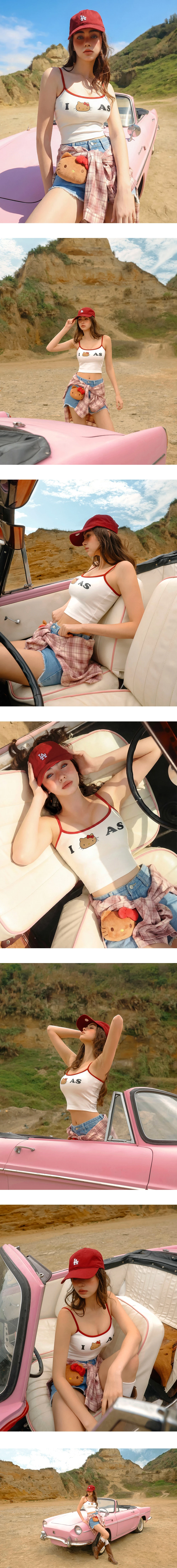 【Hello Kitty Collaboration】Contrast Trim Print Cropped Padded Cami Bra Top 【Hello Kitty Collaboration】Contrast Trim Print Cropped Padded Cami Bra Top