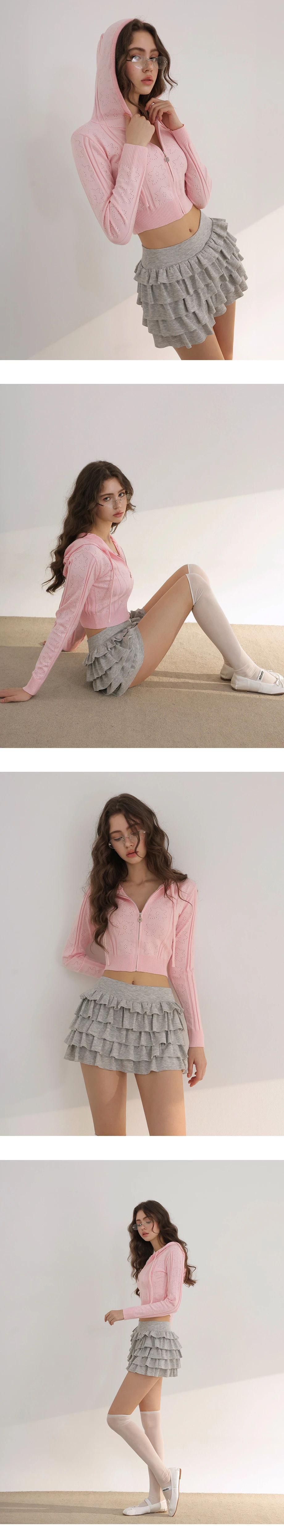 【莫代爾空氣棉】高腰多層次荷葉邊蛋糕短裙 【莫代爾空氣棉】高腰多層次荷葉邊蛋糕短裙