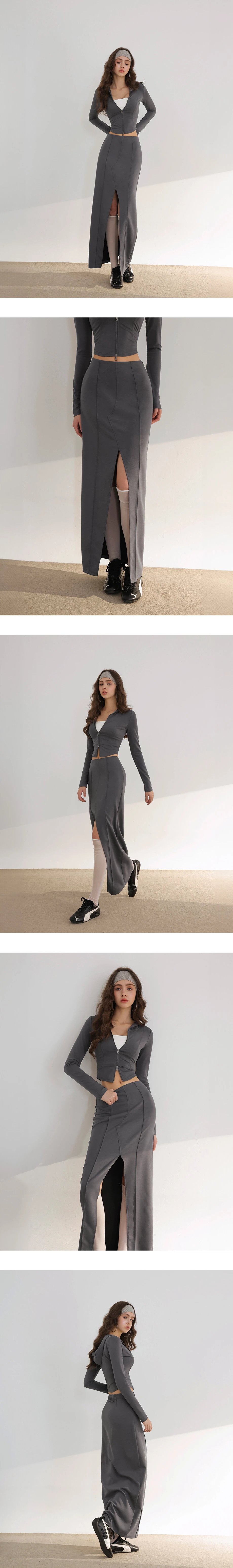 【AIRY HOURGLASS】 High Waist Front Slit Straight Maxi Tailored Skirt