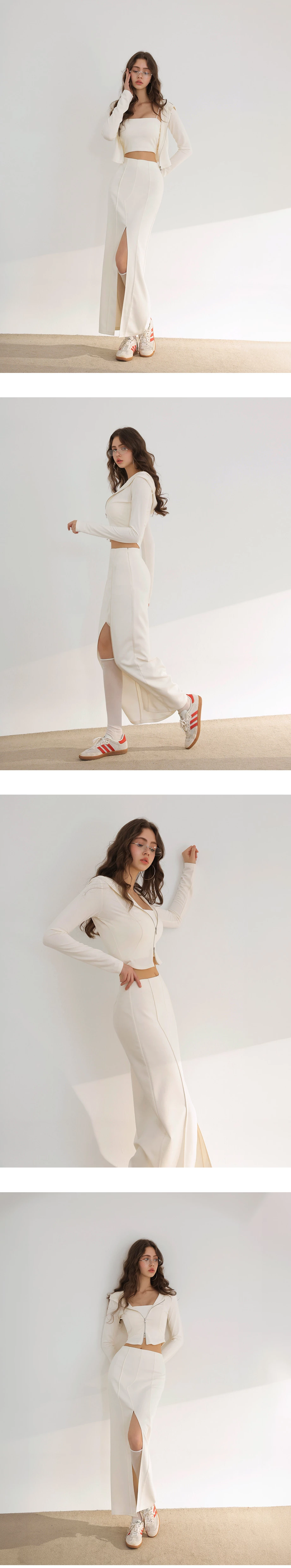 【AIRY HOURGLASS】 High Waist Front Slit Straight Maxi Tailored Skirt