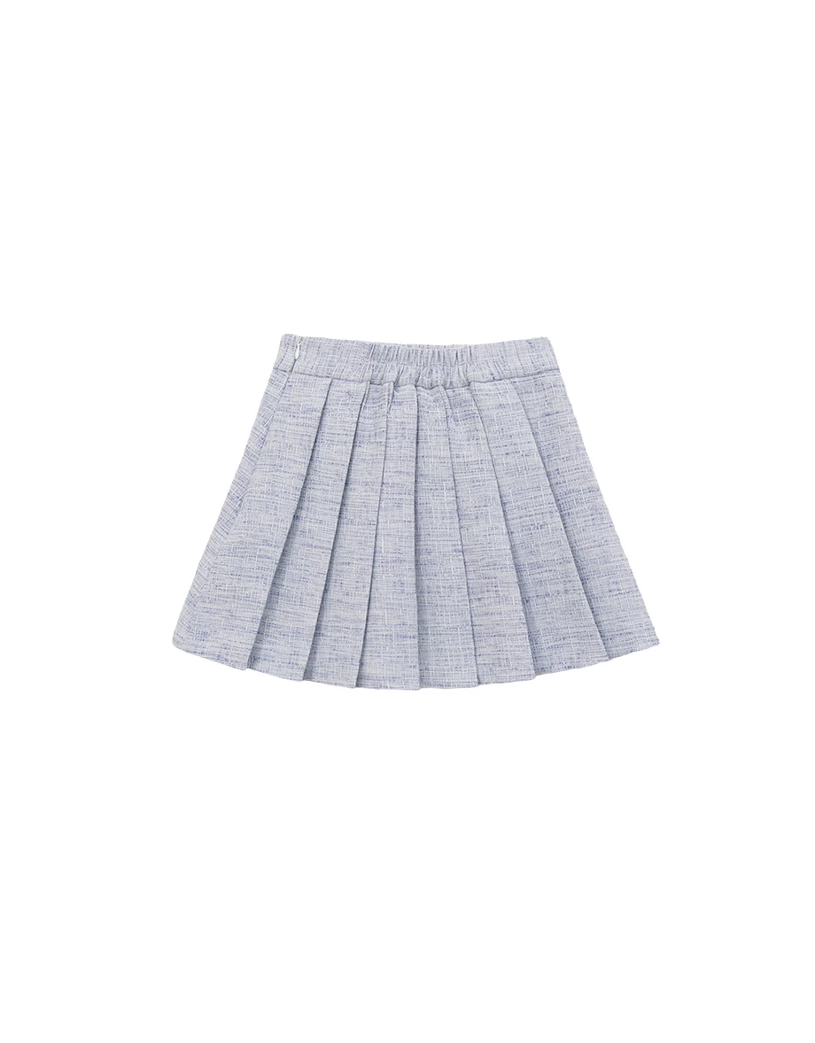 小香風織紋百褶短裙