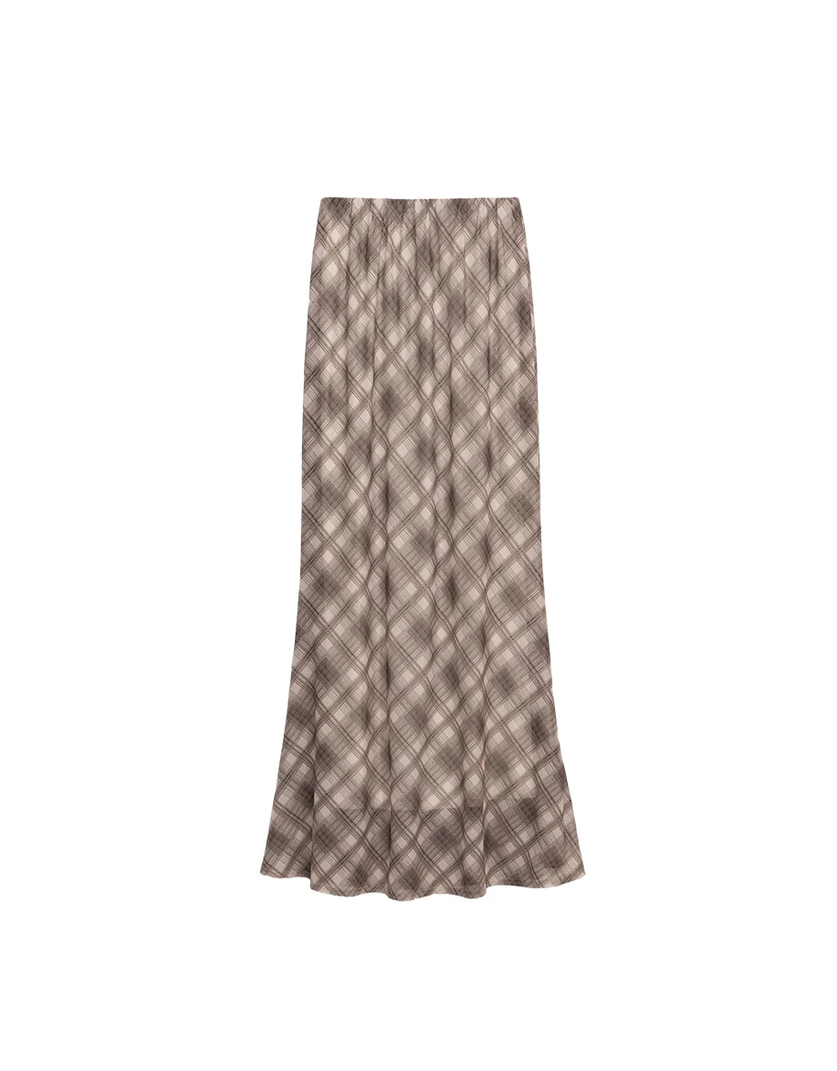 鬆緊腰魚尾長裙 素色款/格紋款