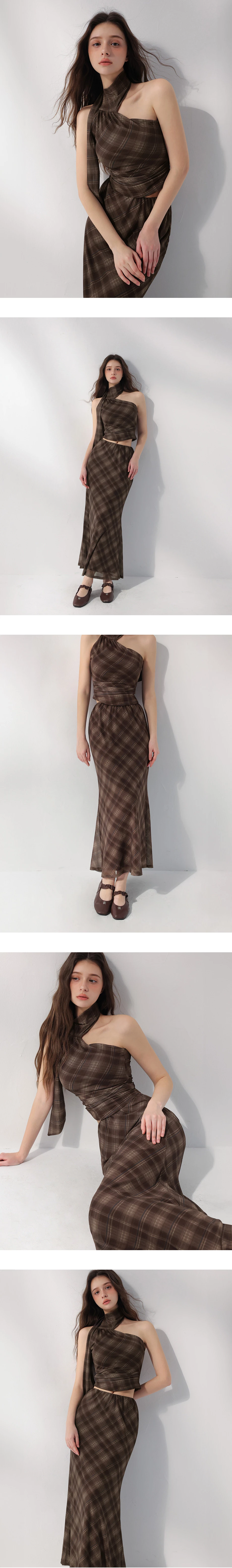 鬆緊腰魚尾長裙 素色款/格紋款