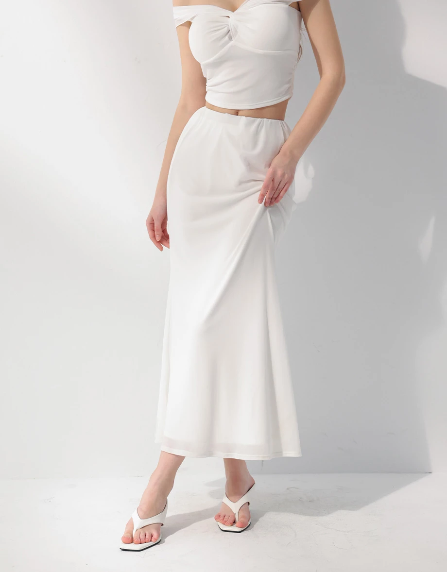 鬆緊腰魚尾長裙 素色款/格紋款