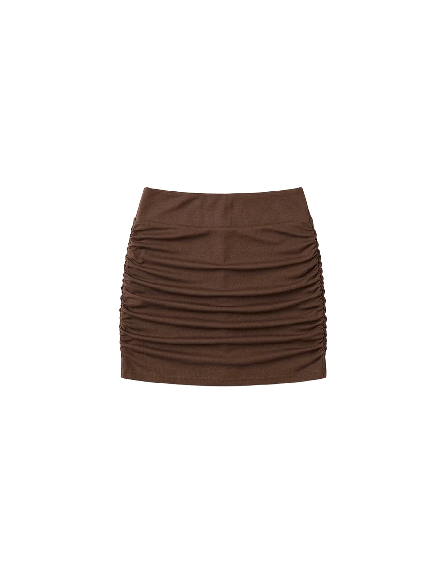 【冰肌涼感】抓皺合身短裙