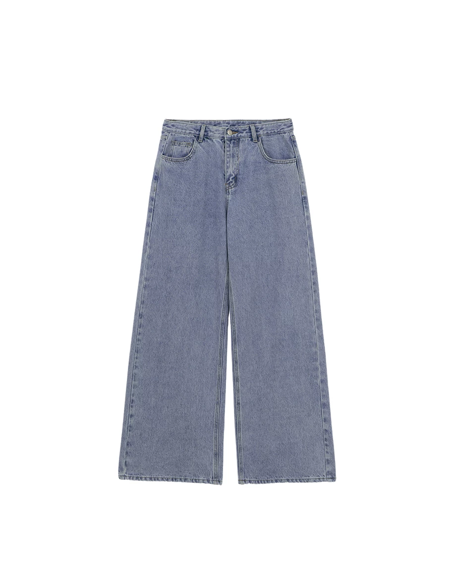 Star Patch Pocket Detail Low Rise Wide Leg Jeans Denim Pants Star Patch Pocket Detail Low Rise Wide Leg Jeans Denim Pants