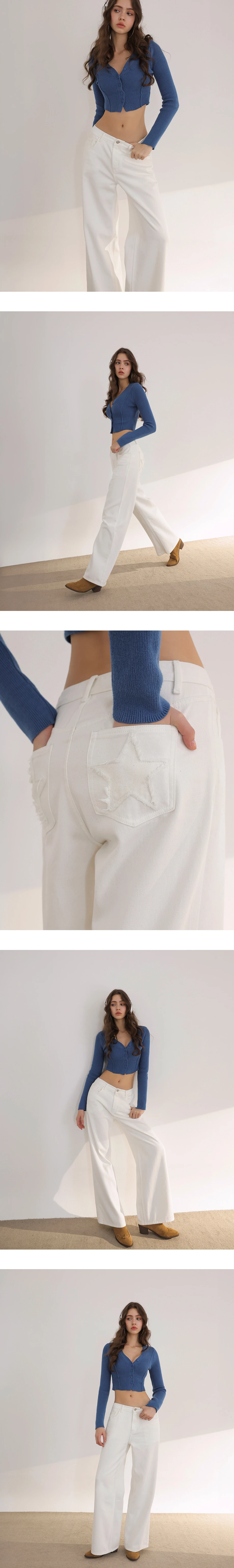 Star Patch Pocket Detail Low Rise Wide Leg Jeans Denim Pants Star Patch Pocket Detail Low Rise Wide Leg Jeans Denim Pants