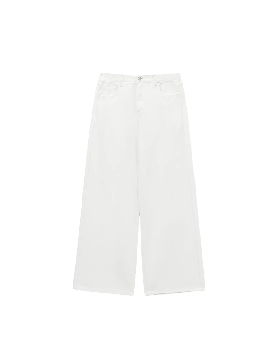 Star Patch Pocket Detail Low Rise Wide Leg Jeans Denim Pants