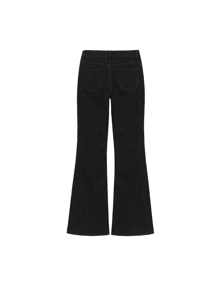 低腰修身小喇叭斜紋長褲