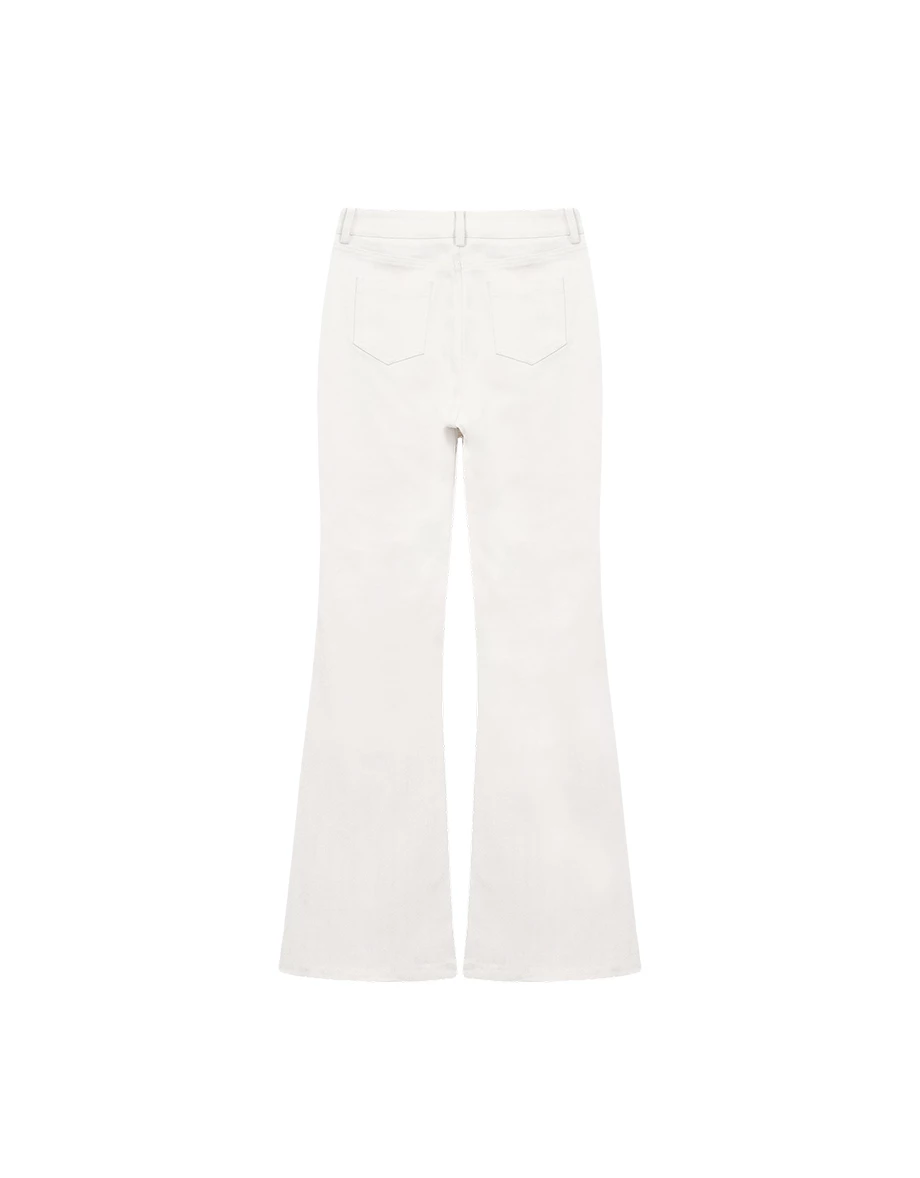 低腰修身小喇叭斜紋長褲