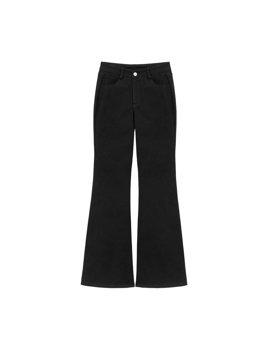 低腰修身小喇叭斜紋長褲