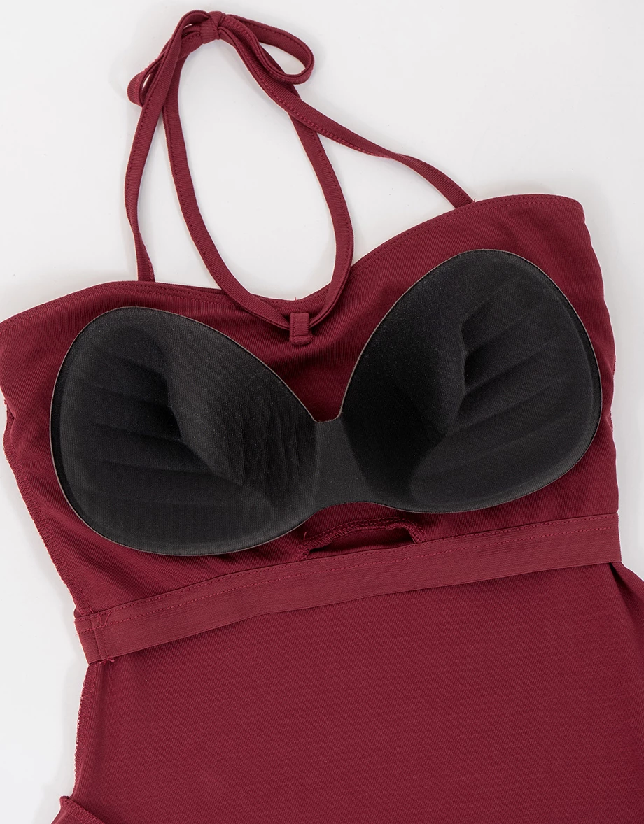 【冰肌涼感】平口繞頸細肩帶BRA短洋裝