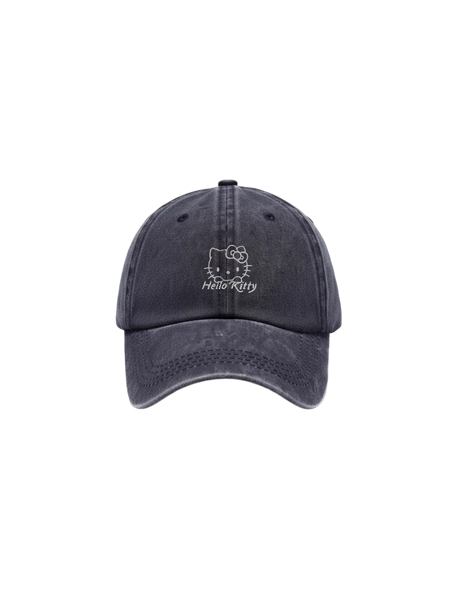 【Hello Kitty Collaboration】Embroidered Washed Denim Baseball Cap 【Hello Kitty Collaboration】Embroidered Washed Denim Baseball Cap