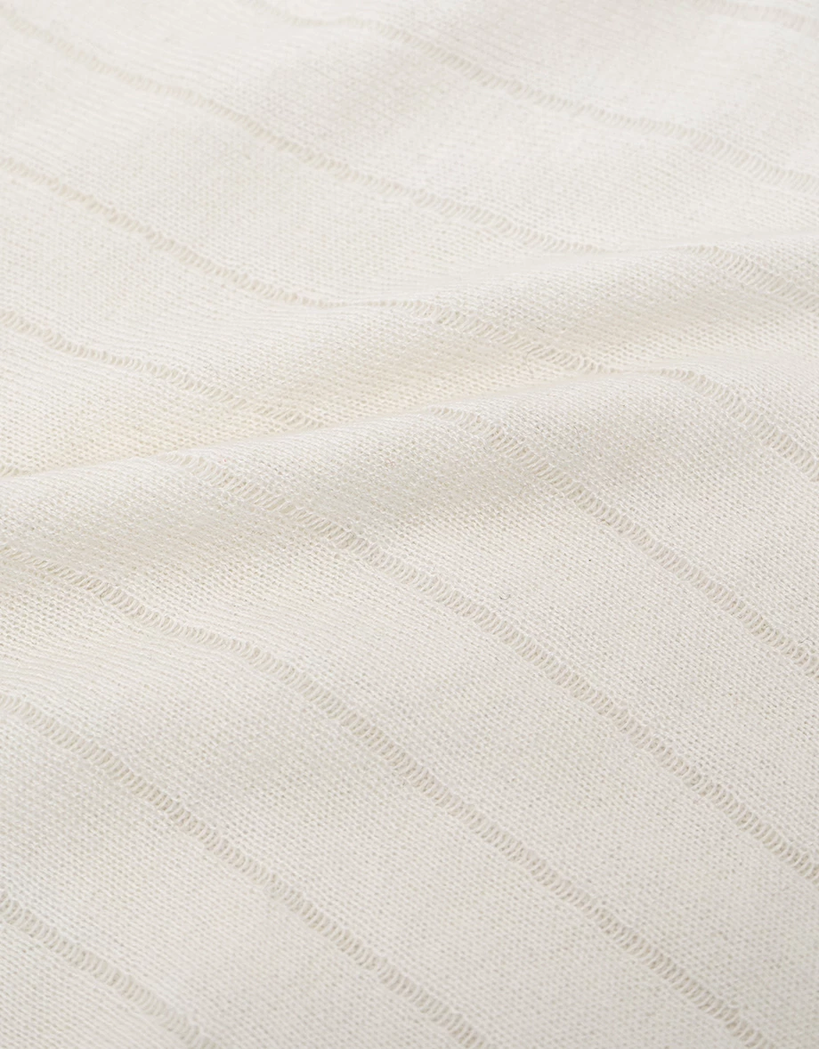 2WAY 一字領連袖鏤空條紋短版針織衫繞頸背心套裝