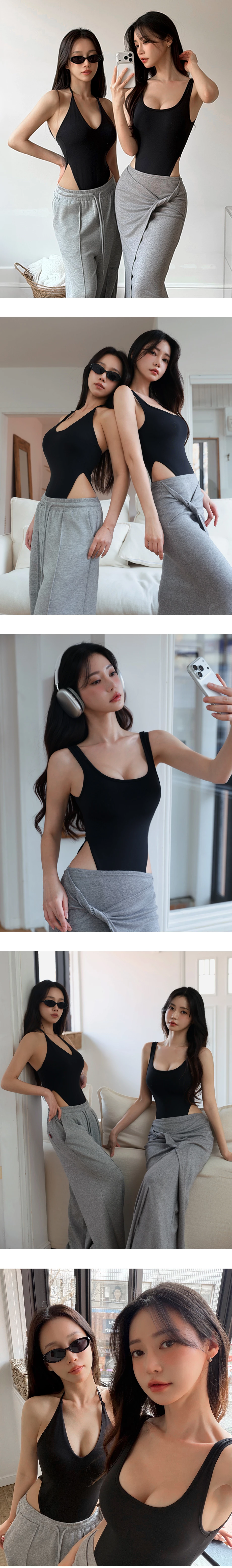 方領寬肩帶背心輕塑連身衣(附胸墊)