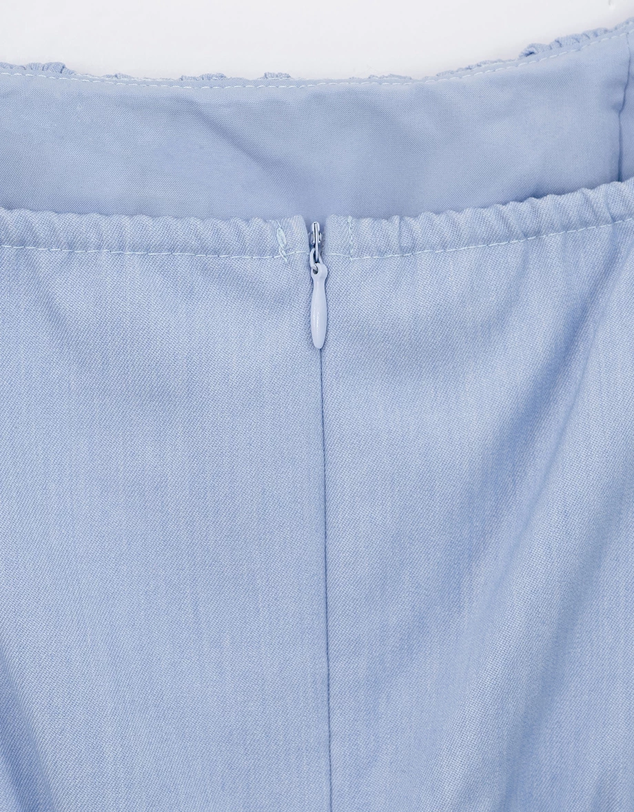 平口抓皺細肩帶傘擺連身短褲