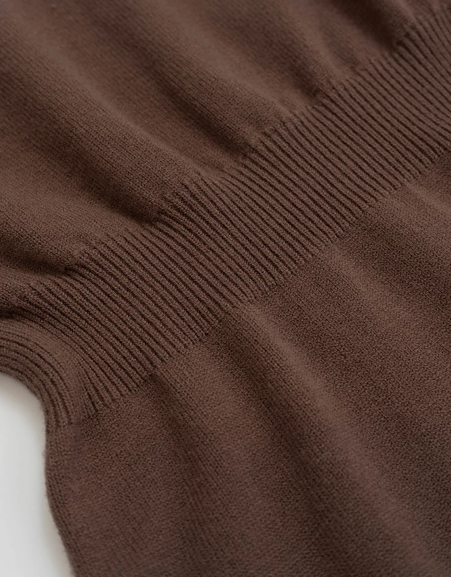 V Neck Long Sleeve Ribbed Knit Mini Dress (with Scarf)