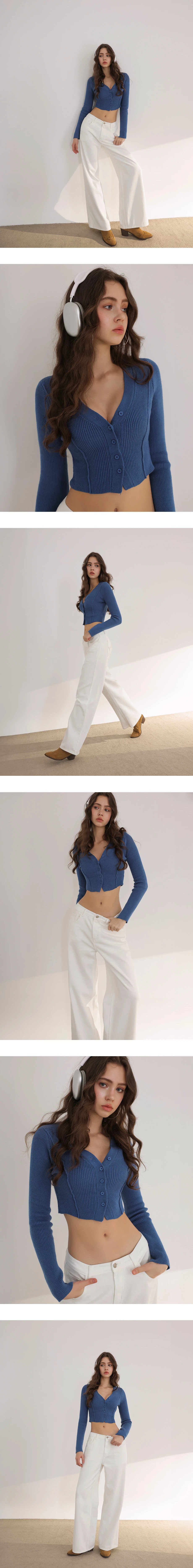 Button Front V Neck Ribbed Knit Cropped Cardigan Button Front V Neck Ribbed Knit Cropped Cardigan