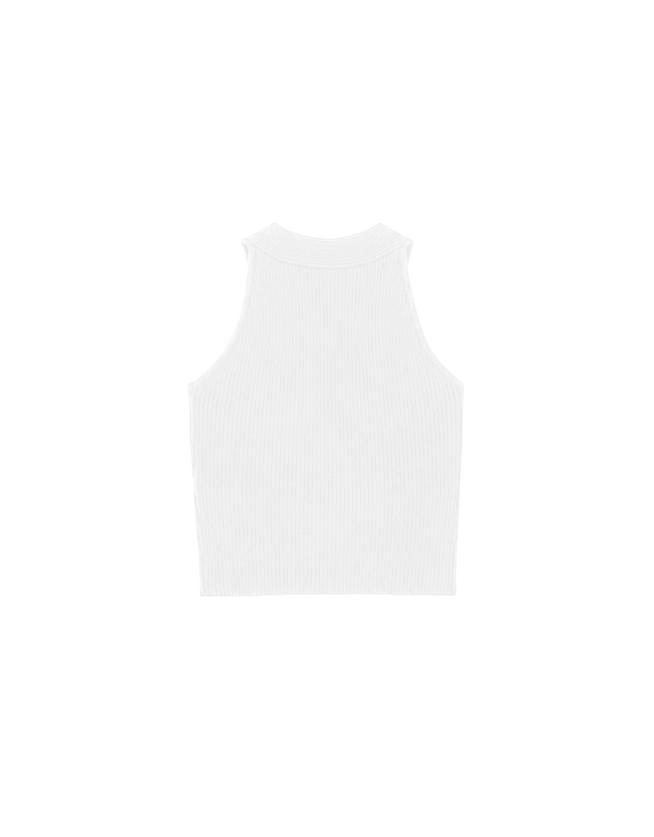 【HEYMAN聯名】交叉麻花設計削肩短版羅紋針織背心(附胸墊)