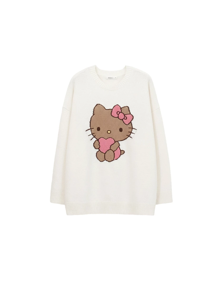 【Hello Kitty Collaboration】 Jacquard Knit Longline Oversized Sweater 【Hello Kitty Collaboration】 Jacquard Knit Longline Oversized Sweater