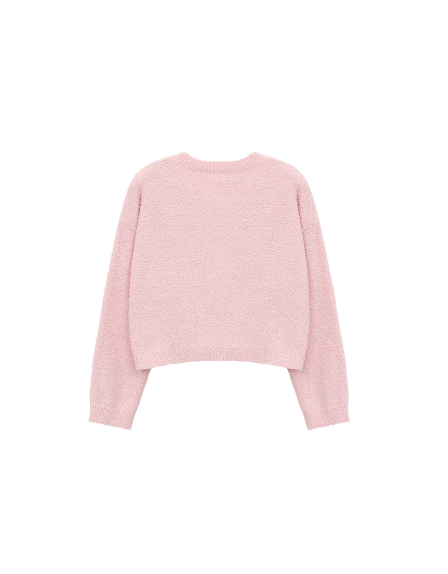 【Hello Kitty Collaboration】Appliqué Patch Oversized Plush Sweater