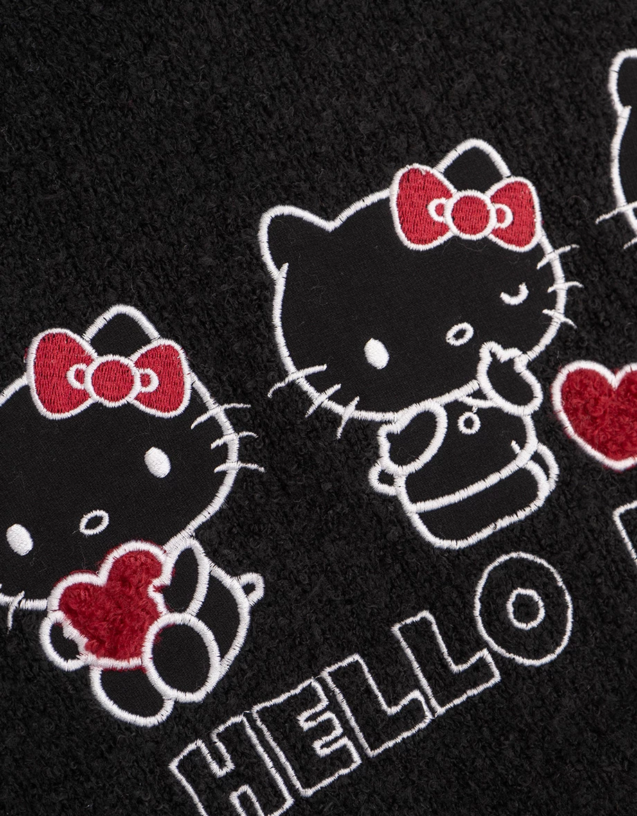 【Hello Kitty Collaboration】Appliqué Patch Long Sleeve Crop Sweater 【Hello Kitty Collaboration】Appliqué Patch Long Sleeve Crop Sweater