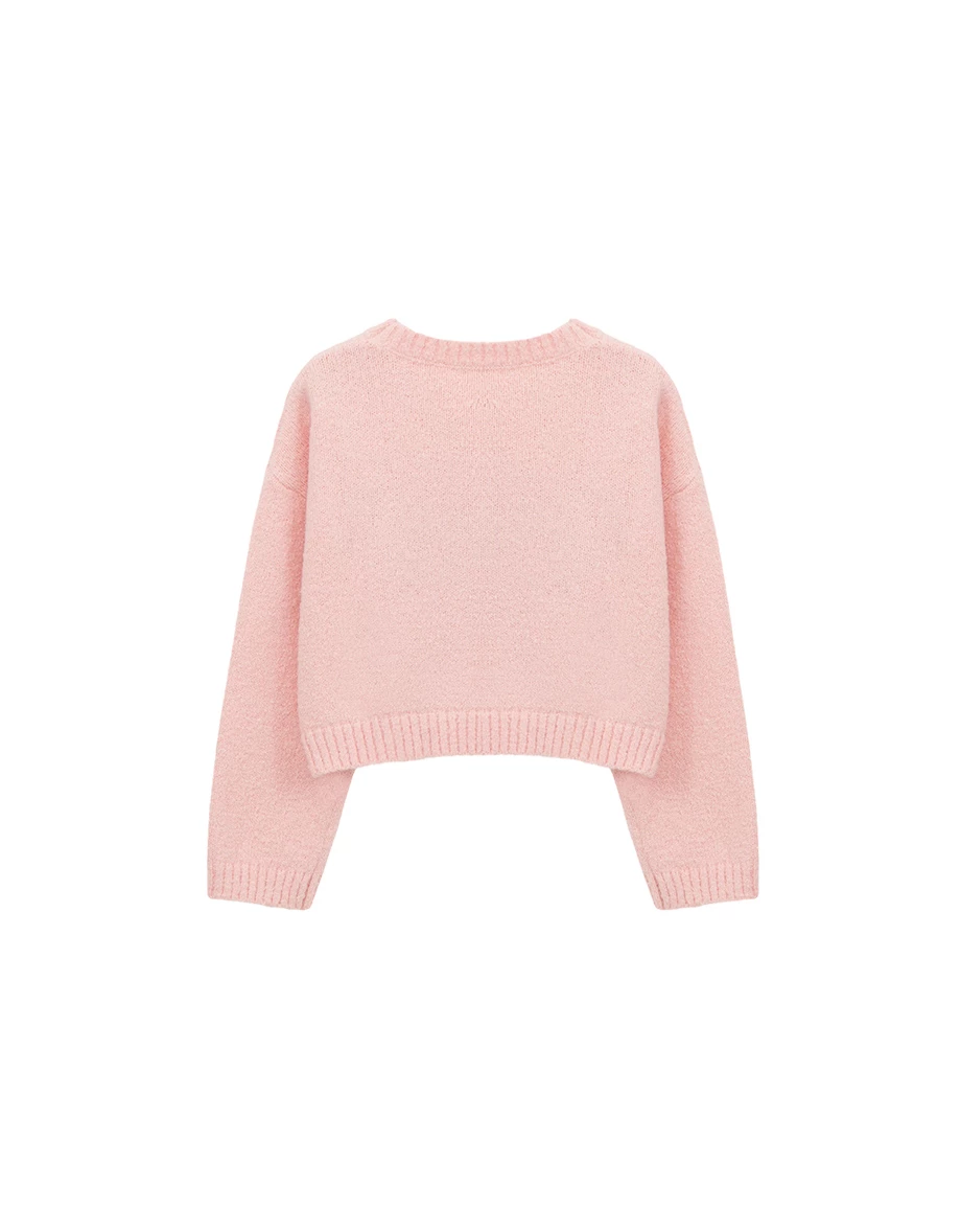 【Hello Kitty Collaboration】Appliqué Patch Long Sleeve Crop Sweater 【Hello Kitty Collaboration】Appliqué Patch Long Sleeve Crop Sweater