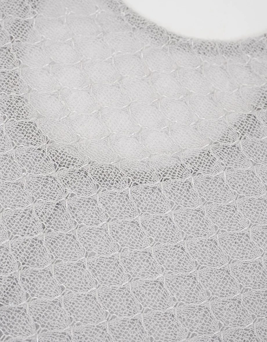 扭結肩帶後開衩菱格鏤空針織外罩背心長洋裝