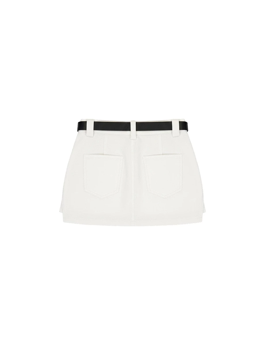 【HEYMAN聯名】側拼接開衩斜紋短褲裙(附皮帶)