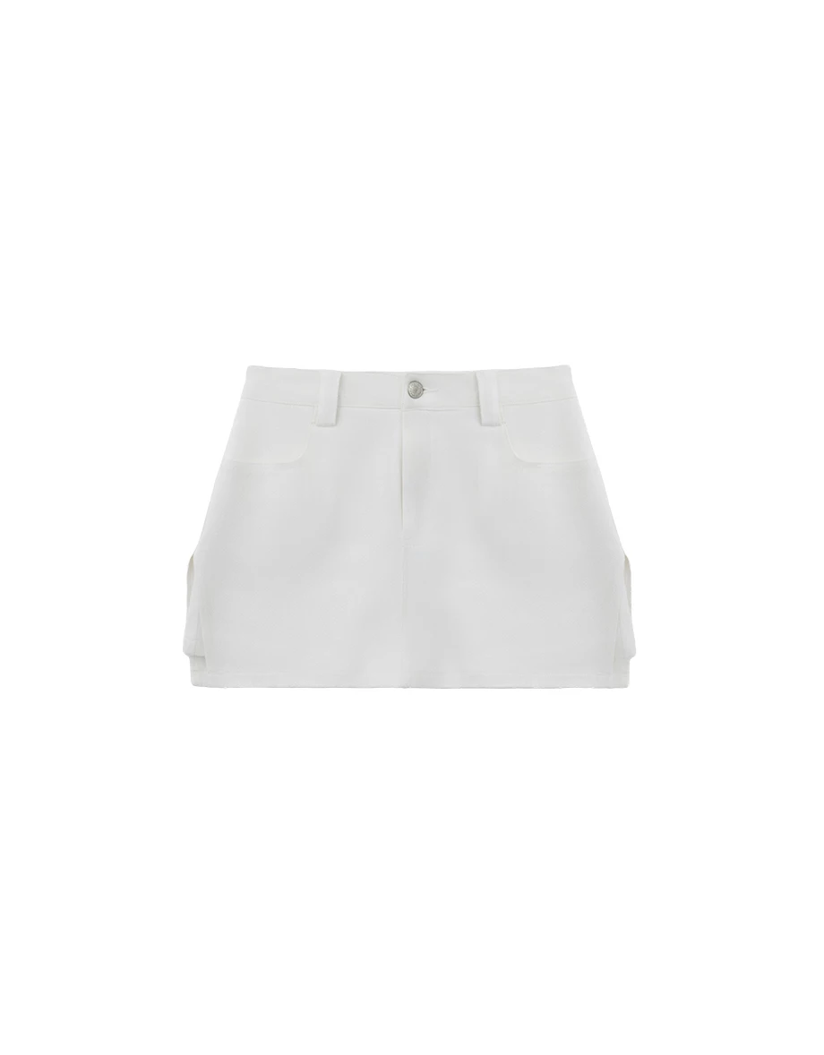 【HEYMAN Design】Asymmetrical Side Slit Twill A Line Mini Skorts 【HEYMAN Design】Asymmetrical Side Slit Twill A Line Mini Skorts