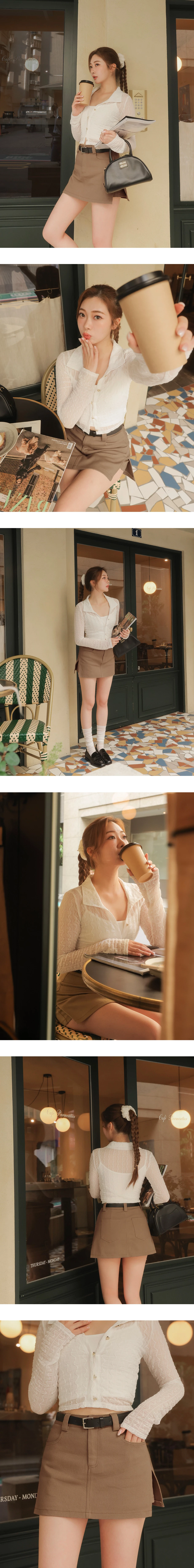 【HEYMAN聯名】側拼接開衩斜紋短褲裙(附皮帶)