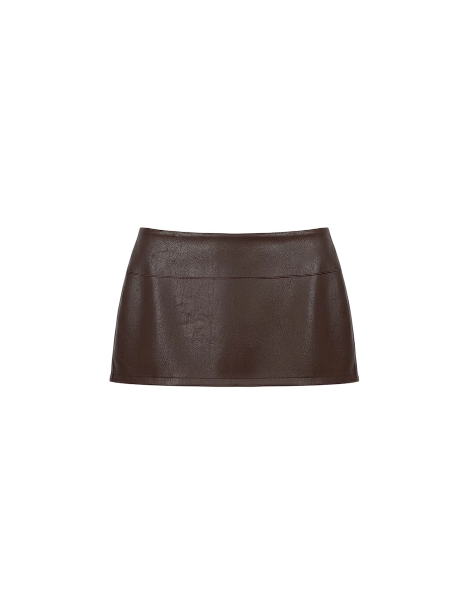 Studded Low Rise Faux Leather Mini Skort Studded Low Rise Faux Leather Mini Skort