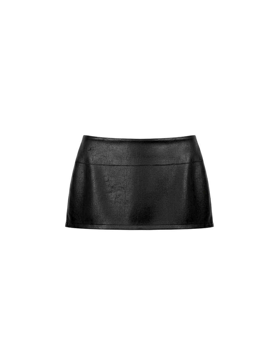 Studded Low Rise Faux Leather Mini Skort