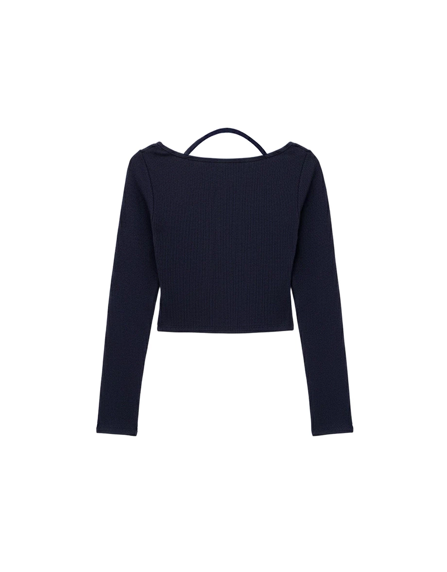 Faux 2 Piece Halter V Neck Button Front Ribbed Cardigan Faux 2 Piece Halter V Neck Button Front Ribbed Cardigan